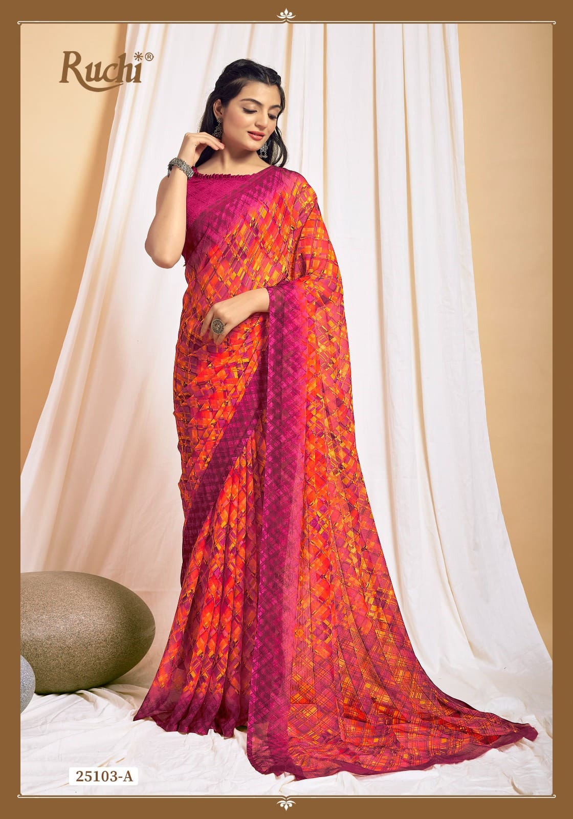 Ruchi Star Chiffon 125 soft Chiffon Saree Collection

